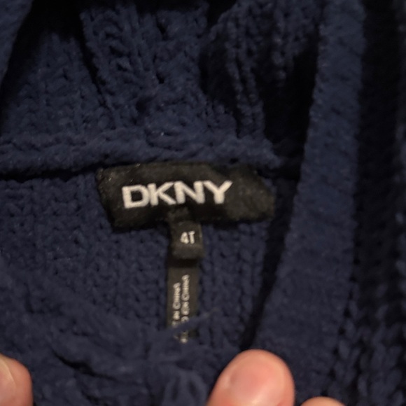 DKNY Navy Knit Hooded Turtleneck Sweater Size 4T Boys - Picture 2 of 2